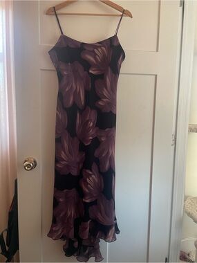 Black & Purple Spaghetti Strap Midi-Length Dress Women’s Size Medium